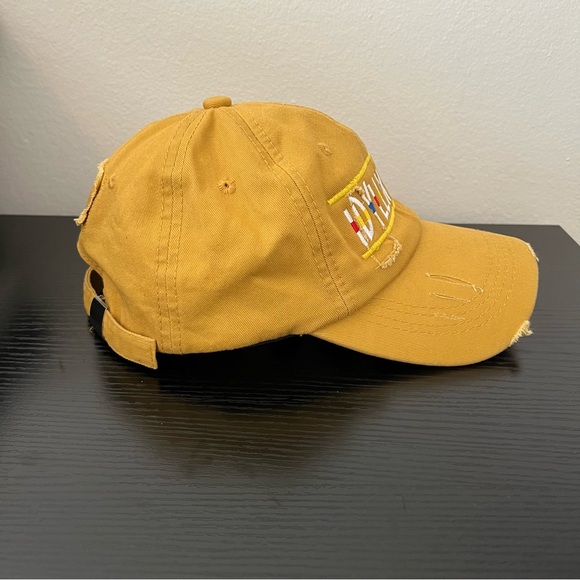 NWOT Yellow/Mustard Vintage Distressed Hat Adjustable Embroidered Idyllwild Ca - Picture 10 of 11